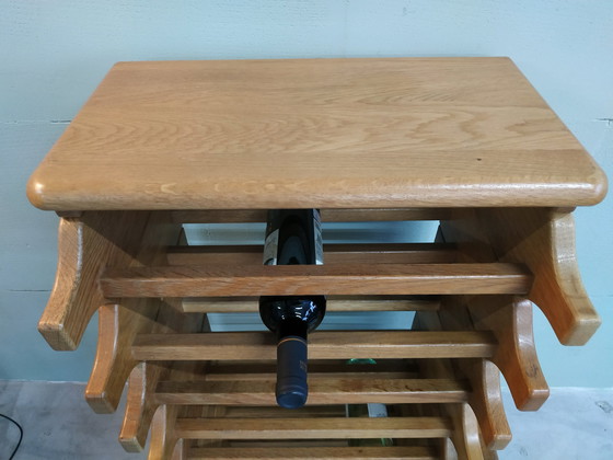 Image 1 of Jaren 70 Scandinavische Stijl Eikenhout Wijnrek/Flessenrek
