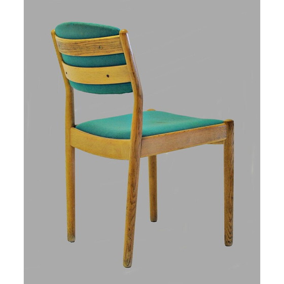 Image 1 of Set van acht vintage Poul Volther opnieuw beklede eetkamerstoelen in eiken, Inc. Opnieuw bekleden