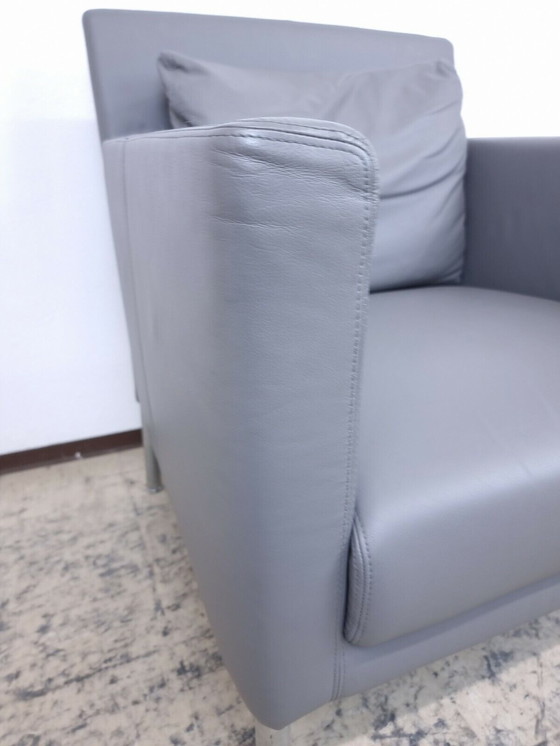 Image 1 of Walter Knoll fauteuil Jason 391 leren fauteuil design fauteuil grijs Luxe leren stoel