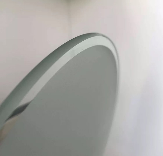 Image 1 of 2X Vintage wandlamp, zwart metaal en gezandstraald glas, Italië 1980