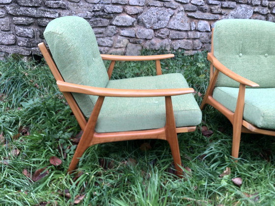 Image 1 of Scandinavische Fauteuils Blond Hout jaren 60