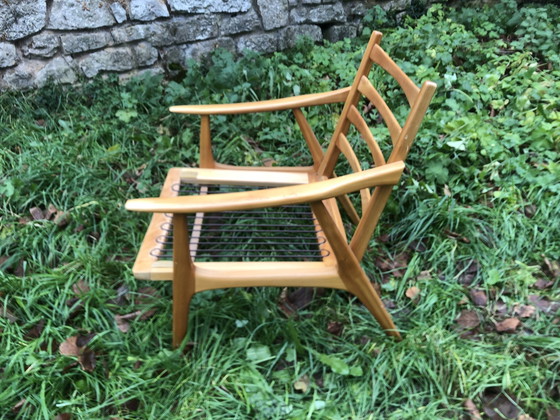 Image 1 of Scandinavische Fauteuils Blond Hout jaren 60