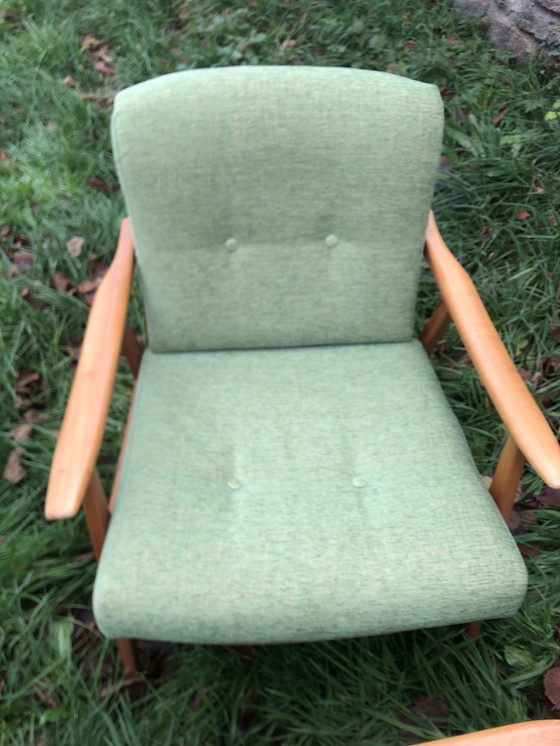 Image 1 of Scandinavische Fauteuils Blond Hout jaren 60