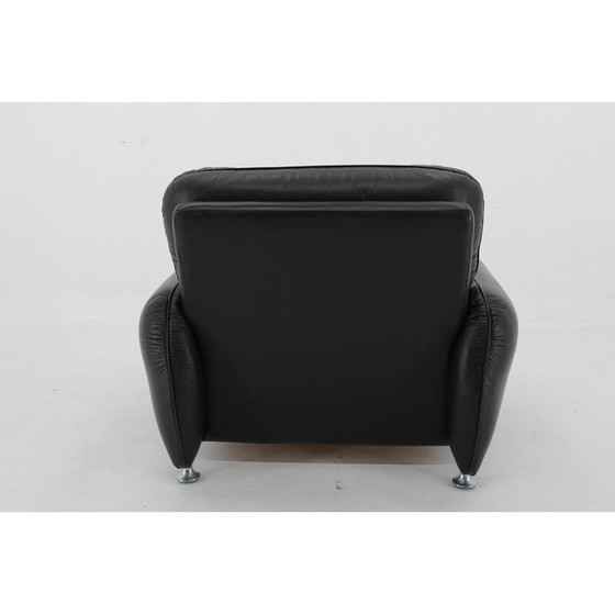 Image 1 of Vintage zwarte leren fauteuil, Italië 1970