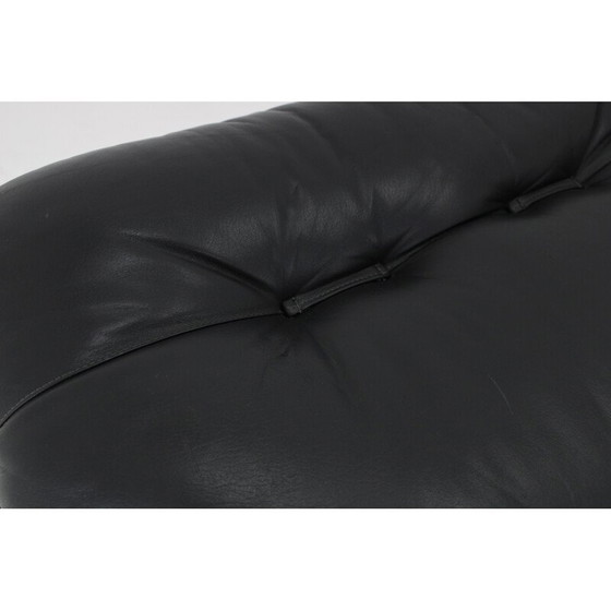 Image 1 of Vintage zwarte leren fauteuil, Italië 1970