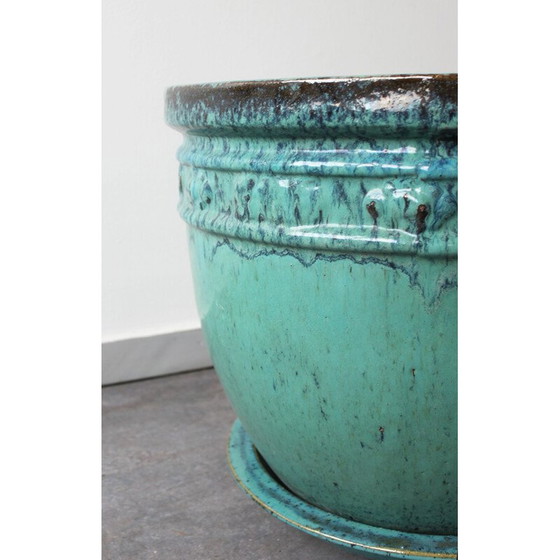 Image 1 of Vintage geglazuurde terracotta plantenbak