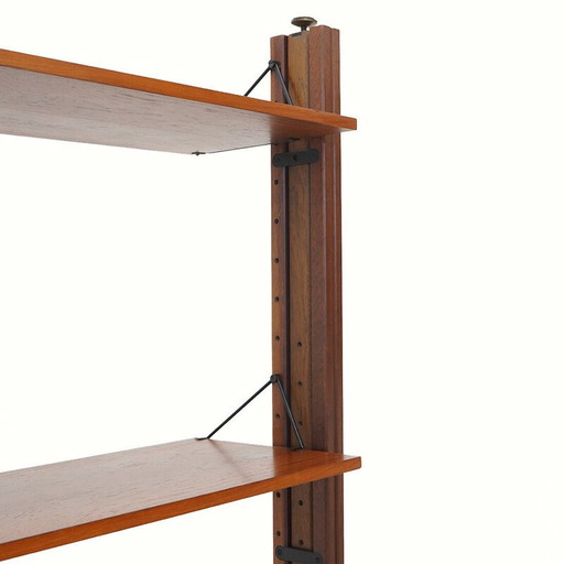 Vintage gefineerd houten boekenkast met planken en container, Italië 1960