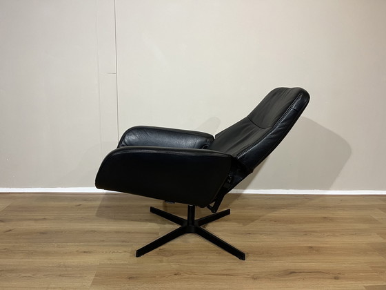 Image 1 of Montel Vision Relaxfauteuil Hocker Leder Zwart Design 