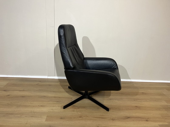 Image 1 of Montel Vision Relaxfauteuil Hocker Leder Zwart Design 