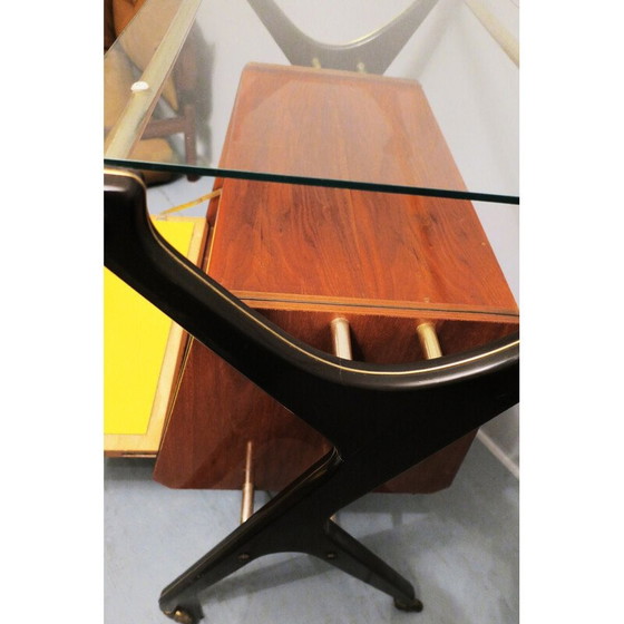 Image 1 of Italiaanse vintage bar trolley met geel interieur, jaren 1950