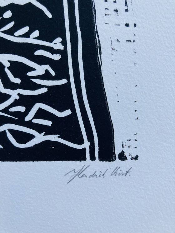 Image 1 of Hendrik Kist - Lino Portret - Vintage