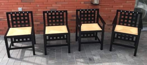 4x Cassina eetkamerstoel van Charles Rennie Mackintosh