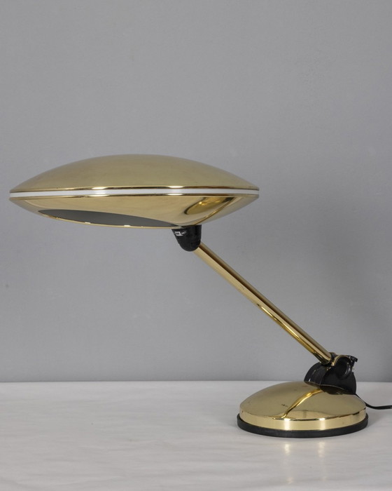 Image 1 of Gouden tafellamp uit de jaren 60 Ufo model Aluminor Design