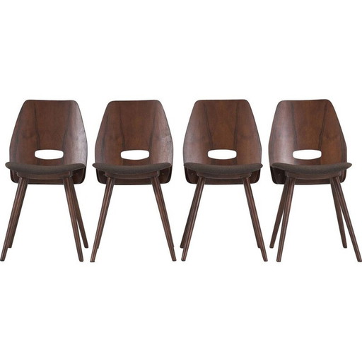 Set van 4 vintage stoelen van Frantisek Jirak voor Tatra Nábytok, Tsjechië 1960