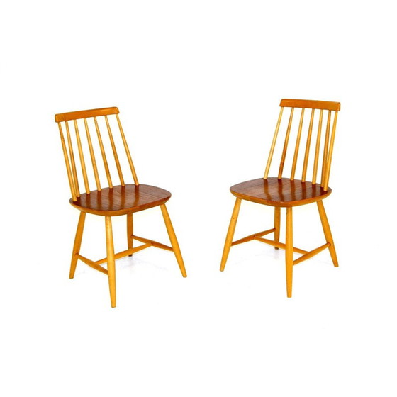 Image 1 of Set van 2 vintage Janostolen beukenhouten stoelen, Zweden 1960