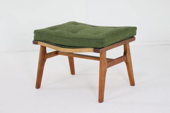 Image 1 of Voetenbankje Voetenbank 'Driebergen' Vintage Reupholstered