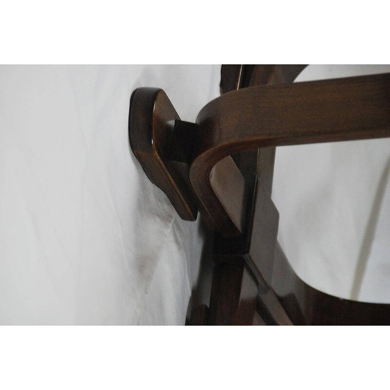 Image 1 of Mid century zwarte fauteuil en bijbehorende salontafel - 1950