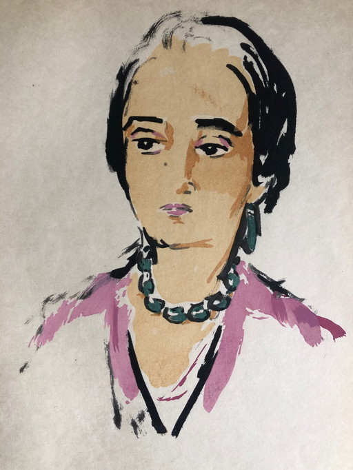 Kees van Dongen pochoir Tete de Femme