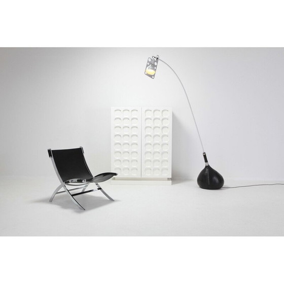 Image 1 of Vintage loungestoel in metaal en zwart leer