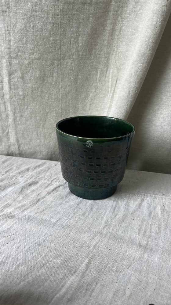 Image 1 of Vintage smaragd groene bloempot