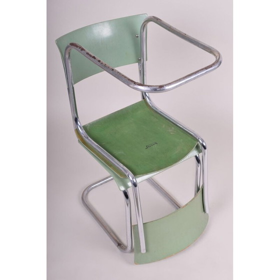 Image 1 of Set van 4 vintage groene stoelen van Robert Slezak, jaren 1930