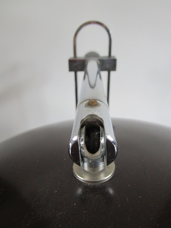 Image 1 of Mid Century Chrome En Bruine Bureaulamp, Jaren 60