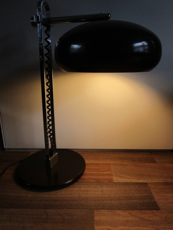 Image 1 of Mid Century Chrome En Bruine Bureaulamp, Jaren 60