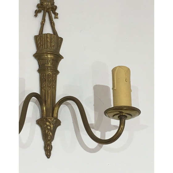 Image 1 of Paar vintage bronzen wandlampen, Frankrijk 1960