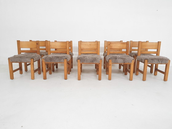 Image 1 of Set Of 10 Pinewood Dining Chair In The Style Of Ate Van Apeldoorn, The Netherlands 1970'S