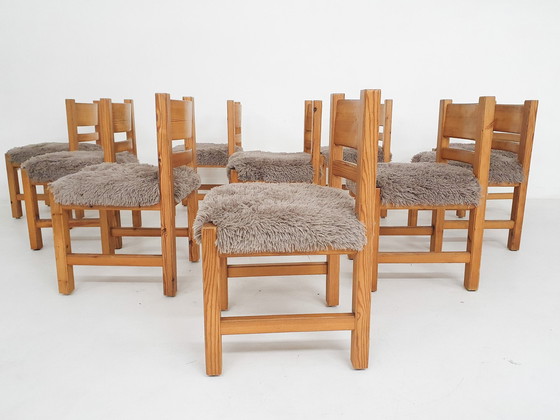 Image 1 of Set Of 10 Pinewood Dining Chair In The Style Of Ate Van Apeldoorn, The Netherlands 1970'S
