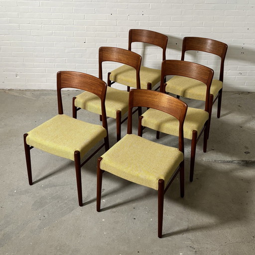 6X Eetkamerstoelen Model 26 Henning Kjaernulf Vintage Deens