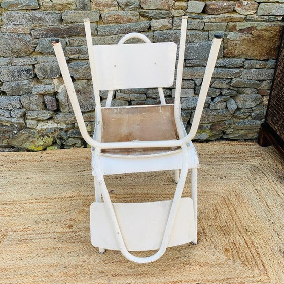 Image 1 of Paar vintage stoelen van wit metaal en hout