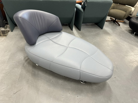 Image 1 of Leolux Kikko Chaise Longue Fauteuil Blauw Leer 