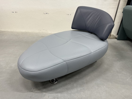 Image 1 of Leolux Kikko Chaise Longue Fauteuil Blauw Leer 