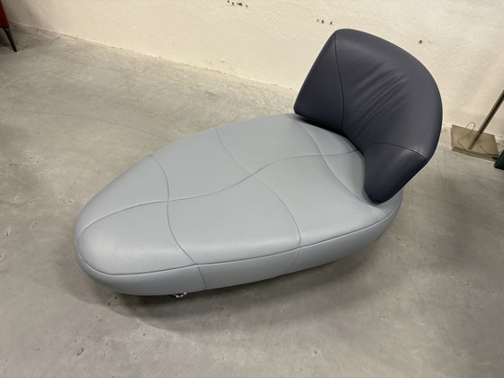 Image 1 of Leolux Kikko Chaise Longue Fauteuil Blauw Leer 