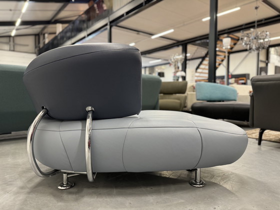 Image 1 of Leolux Kikko Chaise Longue Fauteuil Blauw Leer 