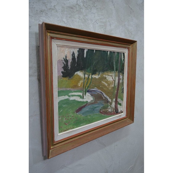 Image 1 of Vintage schilderij van Hjalmar Lundström, Zweden 1950.