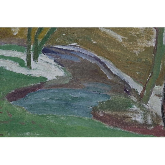 Image 1 of Vintage schilderij van Hjalmar Lundström, Zweden 1950.