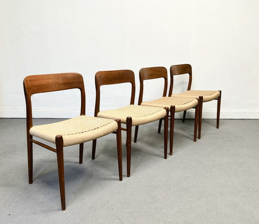 4 RAR Niels Moller Model 75 Stoelen MidCentury Teak 1950