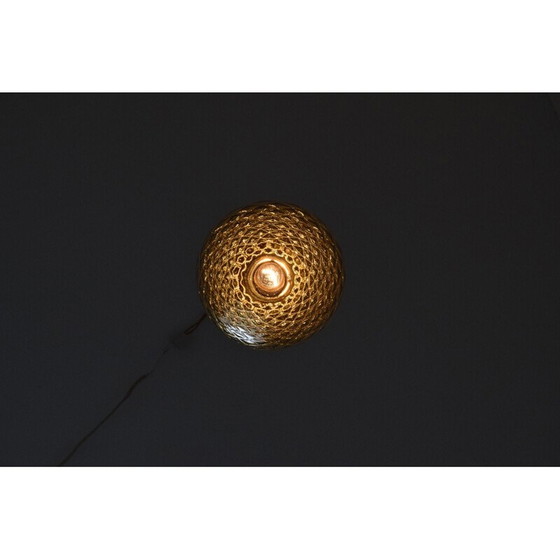 Image 1 of Vintage art deco glas en messing ophanging, Tsjecho-Slowakije 1930