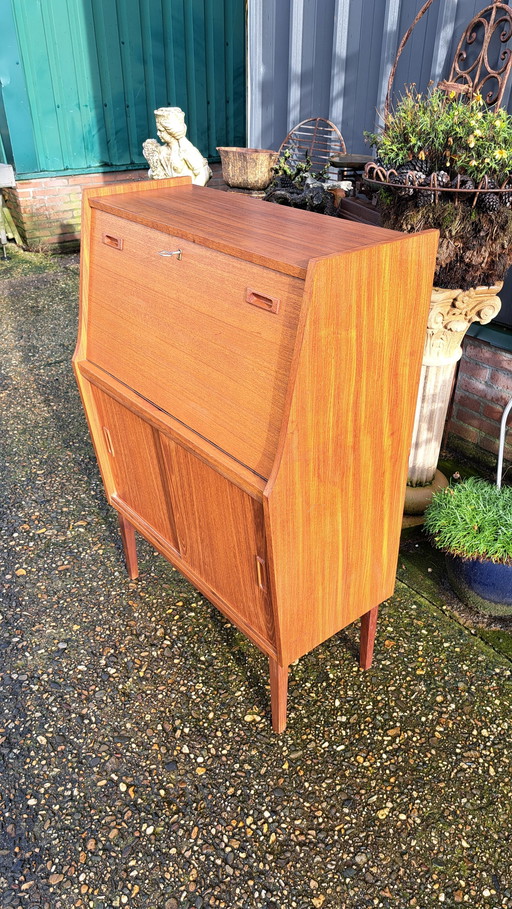 Vintage Secretaire, Klep Bureau, Schijftafel Afm79X38 En 112Cm Hoog.