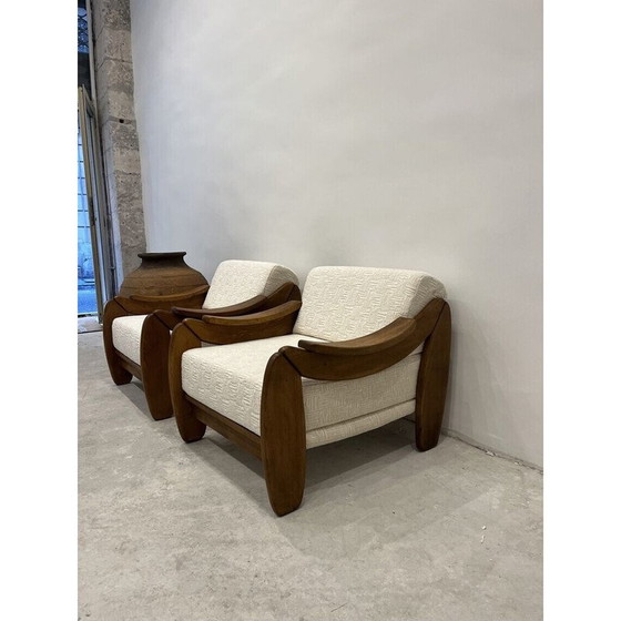 Image 1 of Paar vintage teakhouten fauteuils