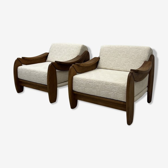 Image 1 of Paar vintage teakhouten fauteuils