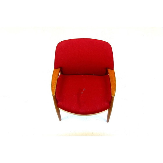 Image 1 of Paar vintage eiken en stoffen fauteuils van Aksel Bender Madsen en Ejner Larsen voor Fritz Hansen, Zweden 1960