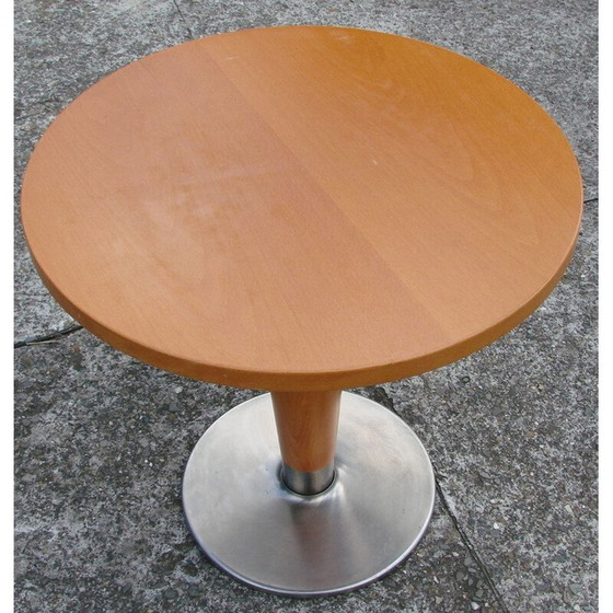 Image 1 of Vintage beuken en stalen salontafel, 1980