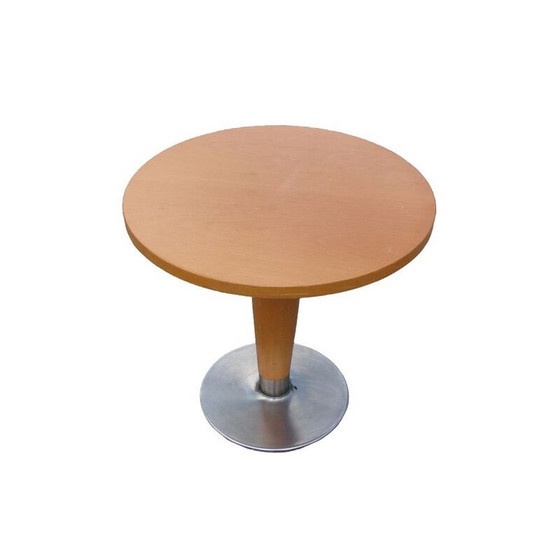 Image 1 of Vintage beuken en stalen salontafel, 1980