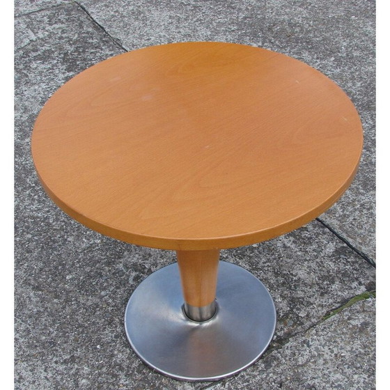 Image 1 of Vintage beuken en stalen salontafel, 1980