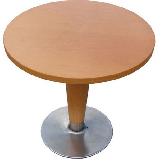 Vintage beuken en stalen salontafel, 1980