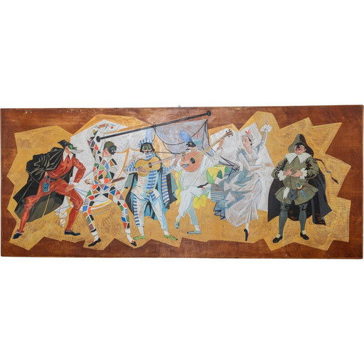 Vintage schilderij door Menossi, Italië 1980