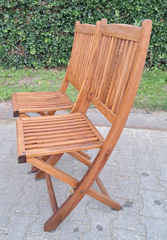 Image 1 of 2 Teak And Garden Teakhouten Klapstoelen/Bistrostoelen, Inklapbaar